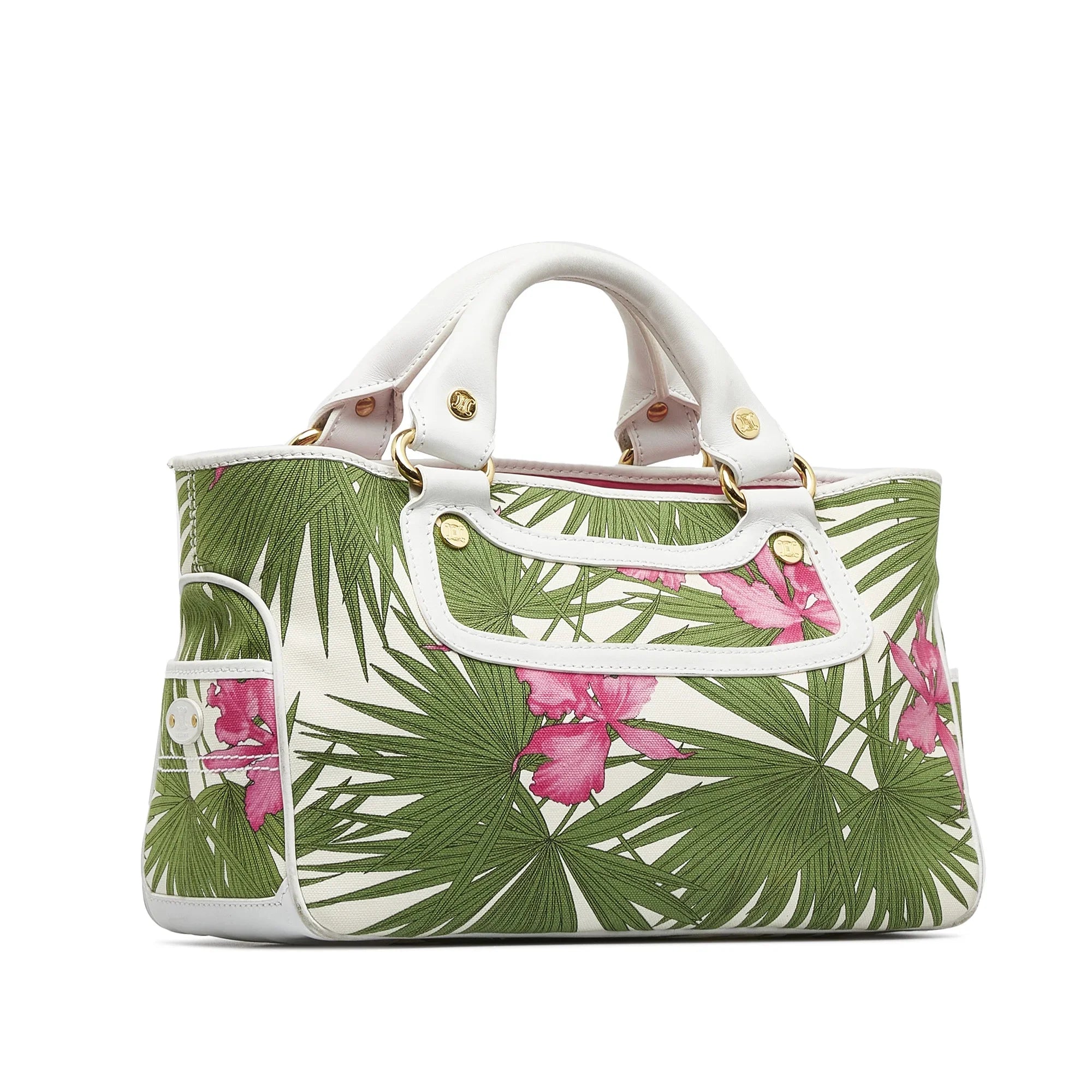 Fabric Green Canvas Boogie HandleBag Pre-Owned Authenticated (Good) Celine Handbag Top Unisex
