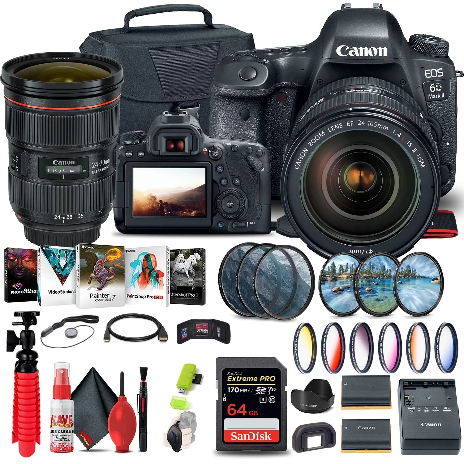 More Canon with Mark Camera II 24-105mm + Lens EOS II + 6D f/4L 64GB (1897C009)