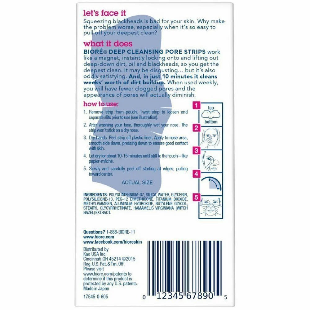 Pore Pack Nose Biore Deep Strips 3 8'S Cleansing