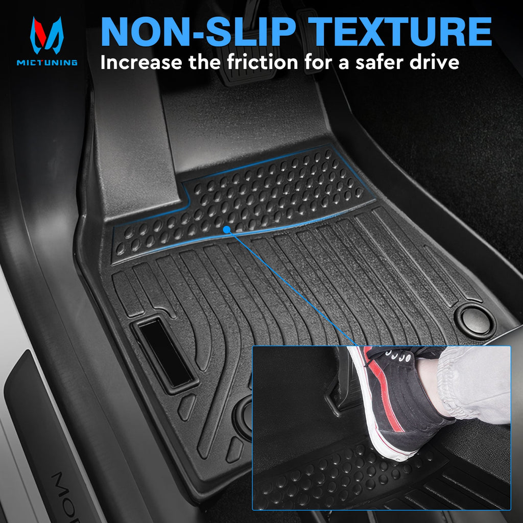 Custom MICTUNING Model Black All Tesla Compatible Liner Weather Y Trunk Non-Toxic, Non-Slip with Waterproof Seat TPE Mat 1st, 2021-2023, Fit, Protection Mats & 2nd 5 Set Floor Row