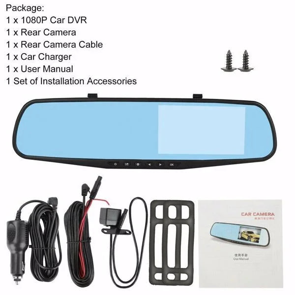 Front HD Video Recorder Mirror Camera Rear Dash Dual Bornmio Car Rearview 1080P DVR Cam