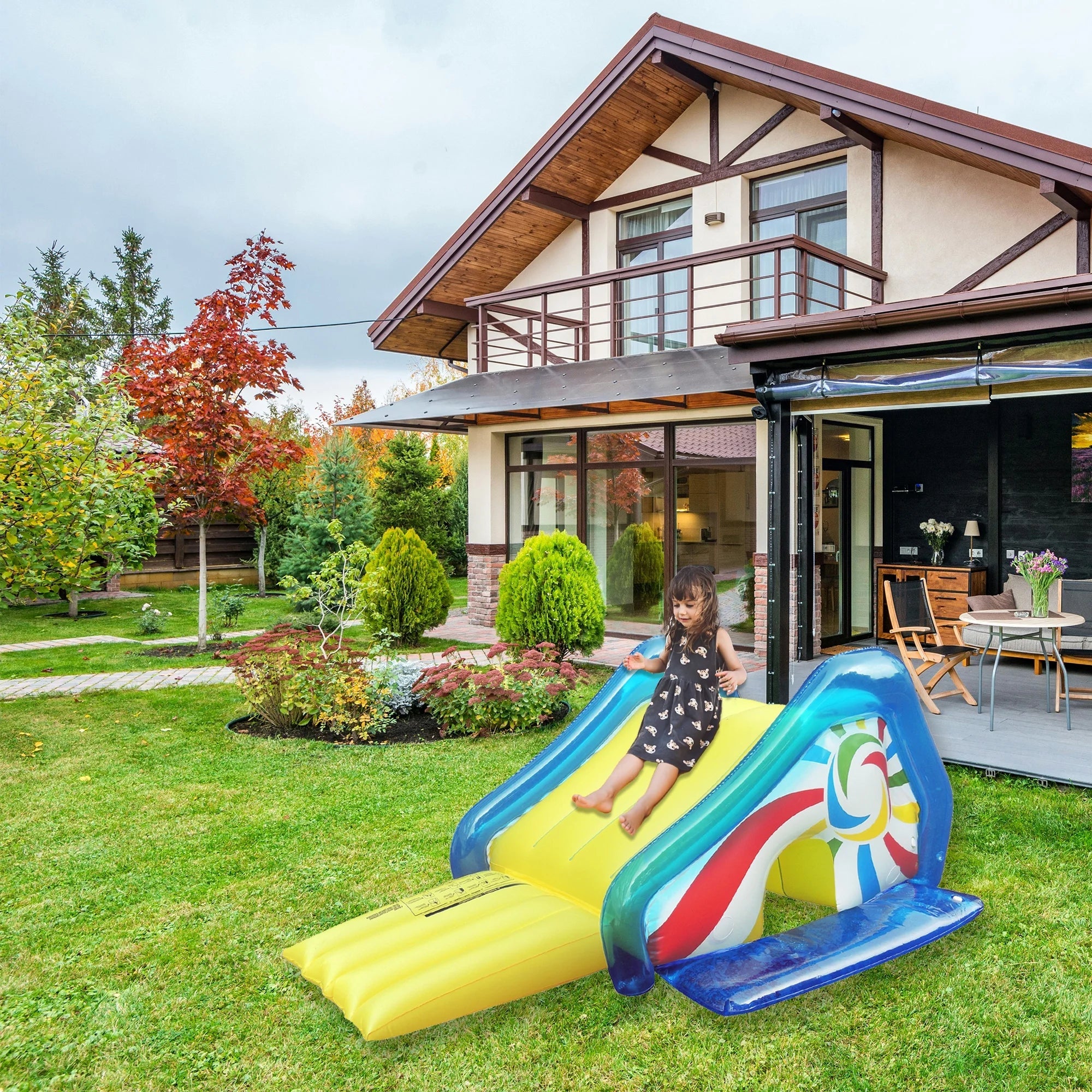 Sprayer, Slide and Pool an Blue Side Attached With Northlight 98-Inches Yellow