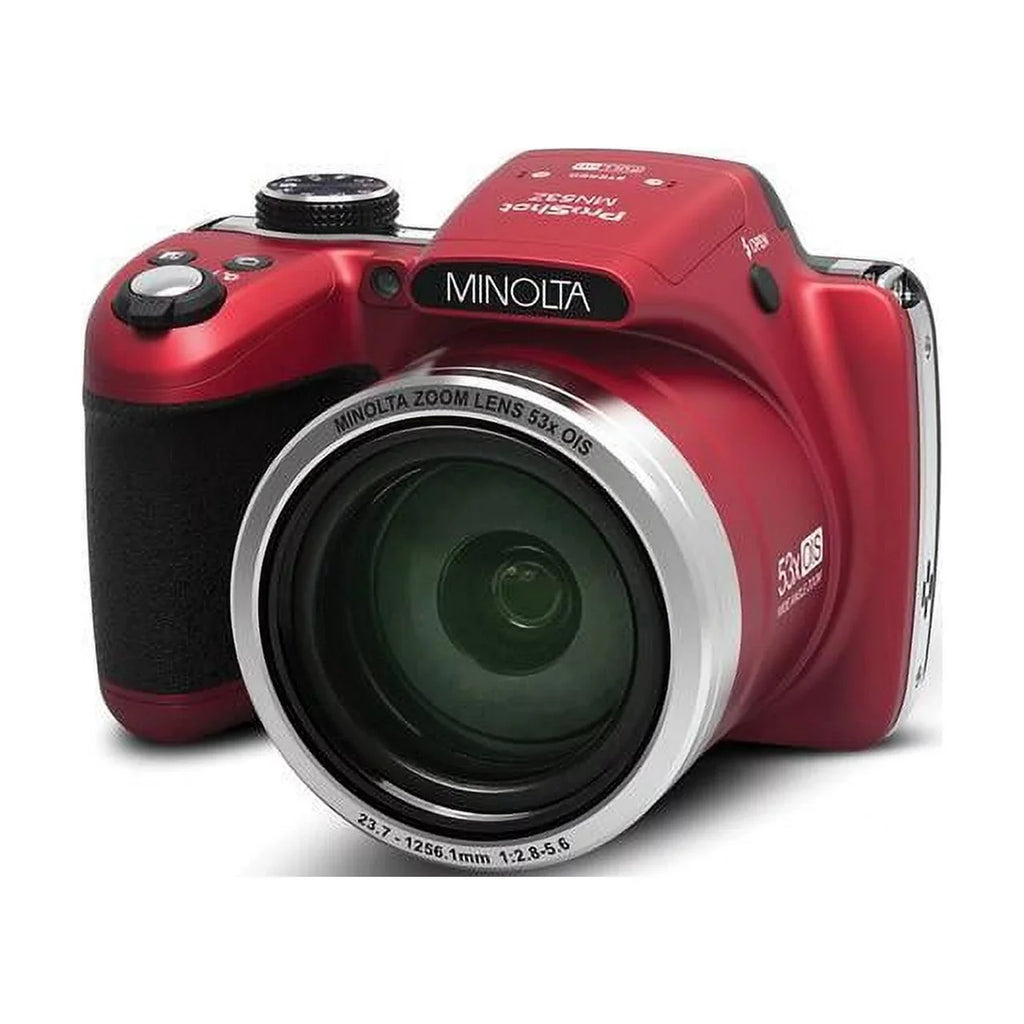 53x 1080p Shot SD (MN53Z Red) Pro 16 Optical Full Pixel Zoom, Mega Video Card HD Camera & HD Minolta with Digital 16GB