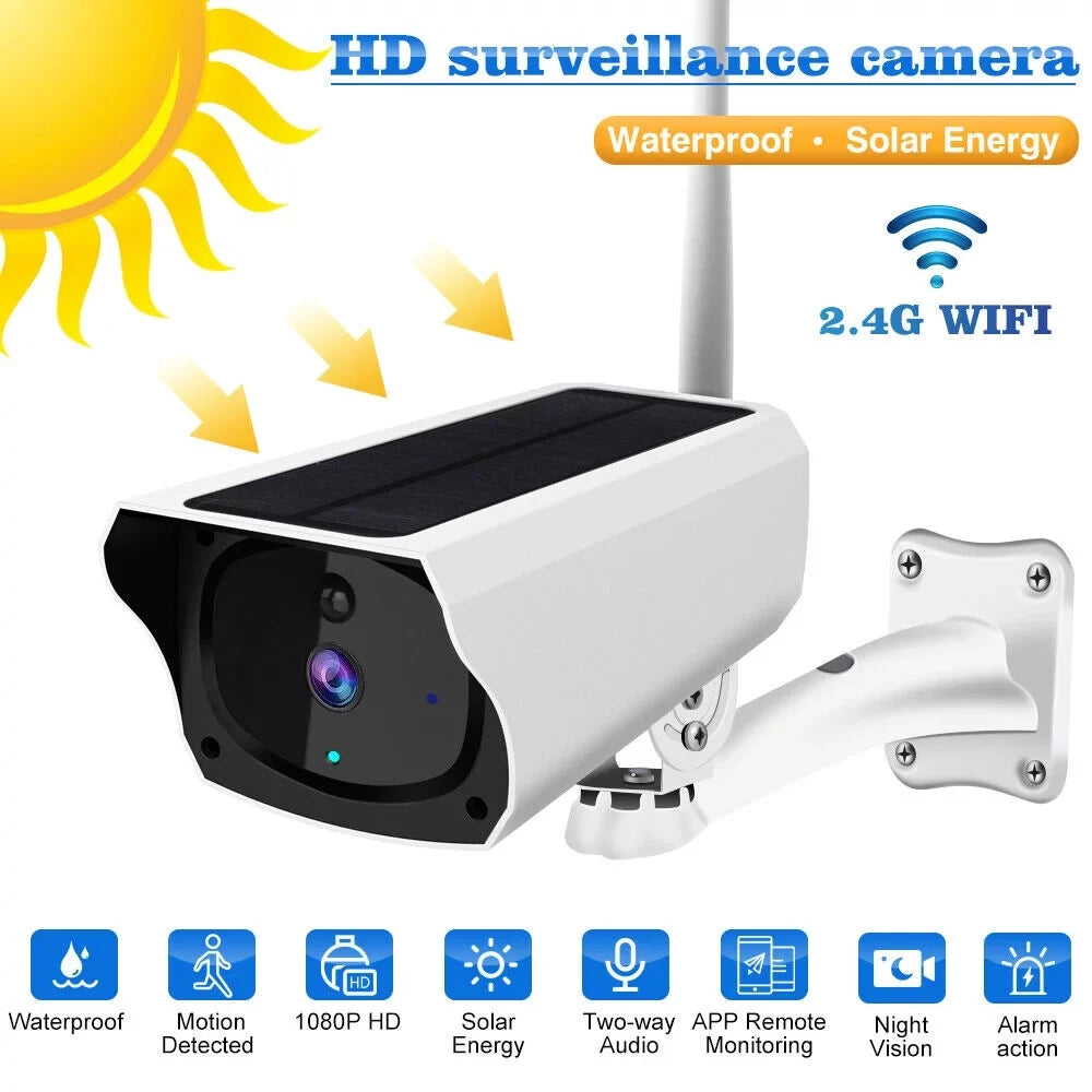 IP 1080P Surveillance Cameras, WiFi Camera, Camera Video Motion Powered, Wireless Solar Rechargeable Outdoor Waterproof, Security Energy Battery Powered Detection,