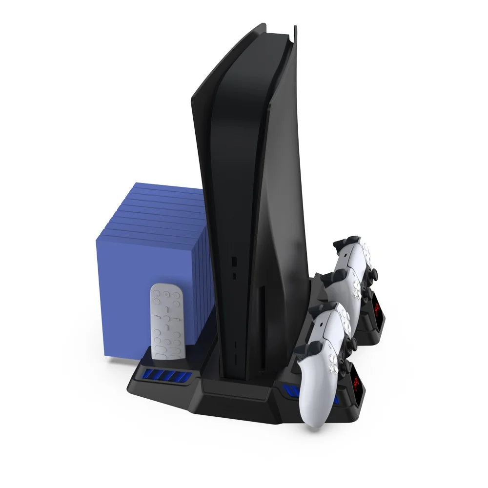 PlayStation Digital 5 Console-Black and Charging, Storage, Multi-Functional Cooling for Disc Cooling and Dock with Versions Fan Stand and Charging Disc Enhanced Base PS5 -