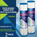 by Filter Life Dirt, Blue Extended & Big Surface Sediment Big 5 for (Set Area, Ronaqua Amplified 2) Filter Sand, Micron Rust, Washable Reusable Housing, Removes Pleated Blue 20" Silt, of