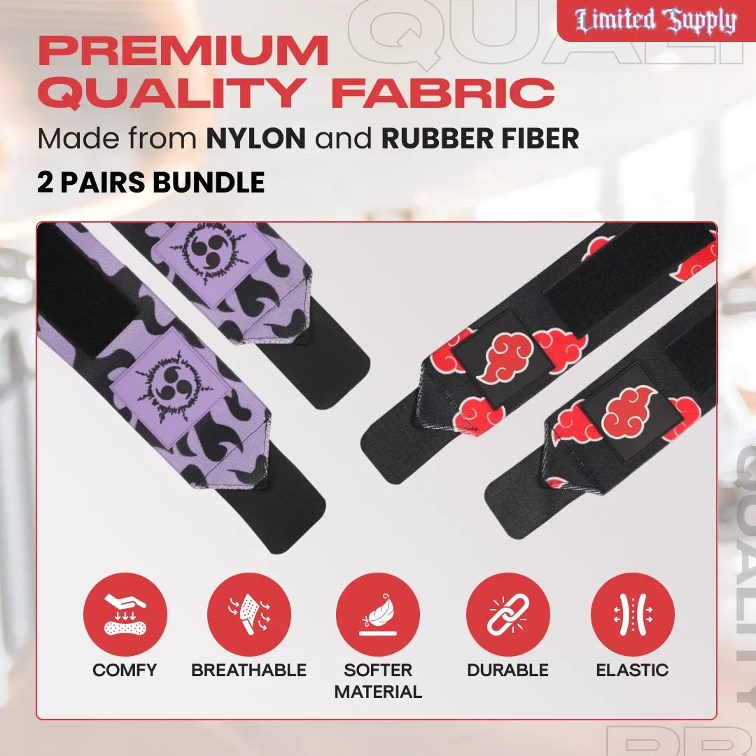 Powerlifting, 2 Women for Duo) and Anime and (Akat Workout - Accessories - Gym Training, Strength Improve Wraps Purple Pairs Weightlifting, Support Straps Men Bundle Lifting 24" Wrist