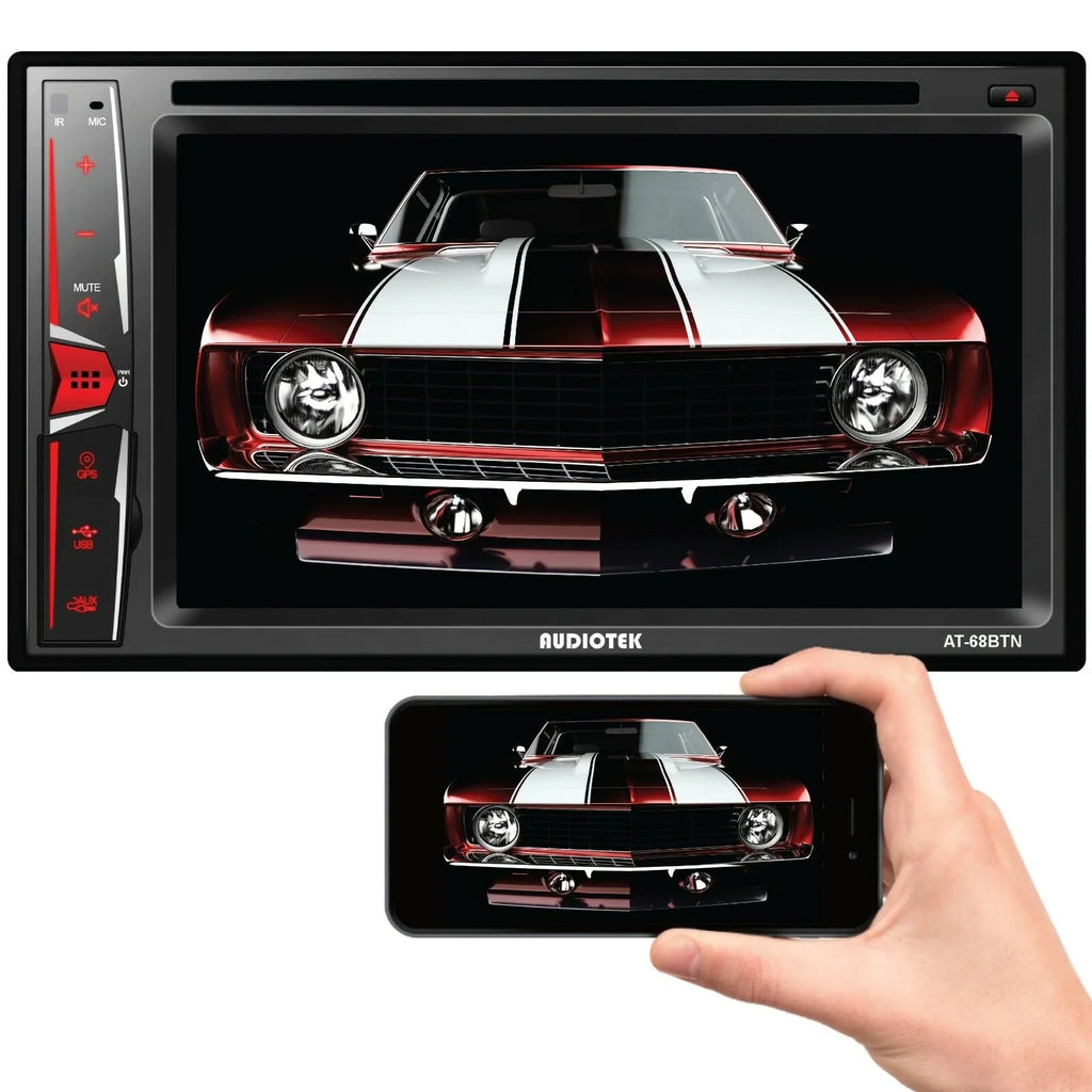 AT-68BTN Rearview Bundle Touch Camera Link+ Audiotek XV95BK 6.2" Radio Screen Mirror