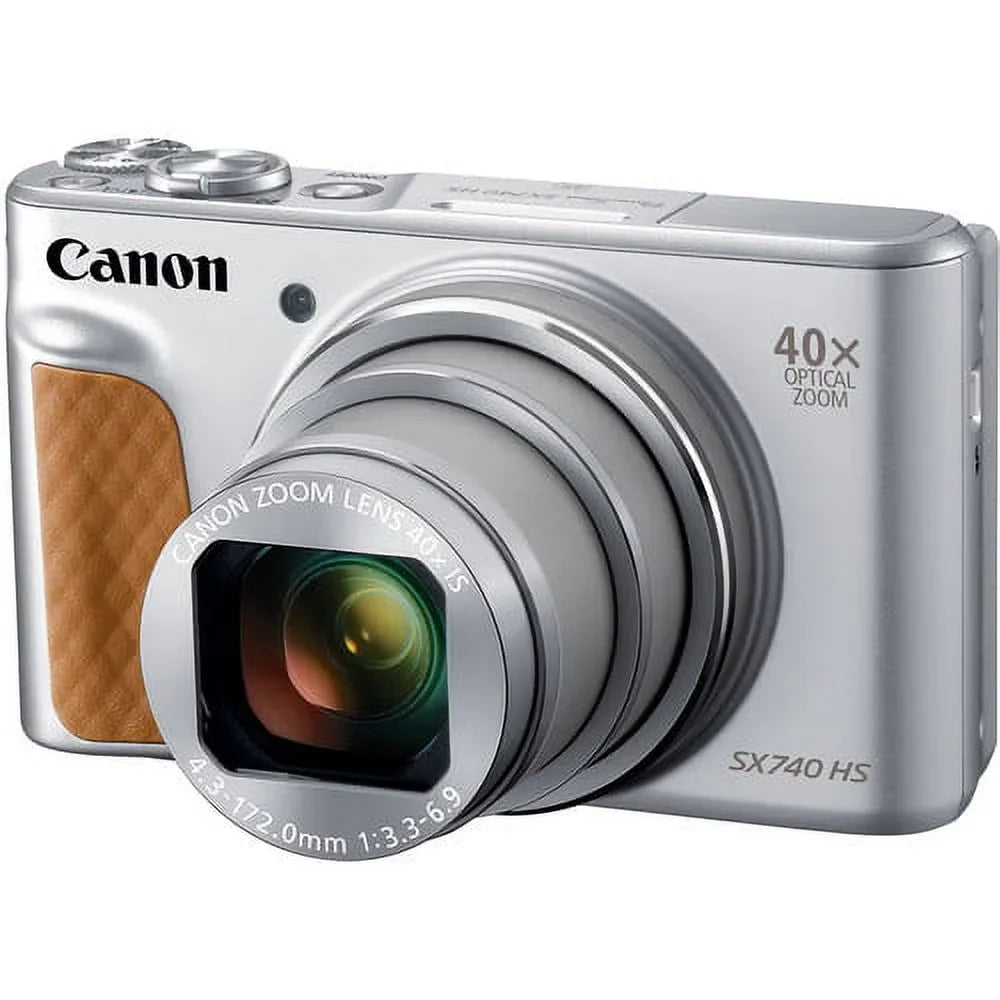 Case 64 (Silver) Card + Batteries with Camera Tripod Canon + HS Premium + 2 Camera Digital PowerShot SX740 GB