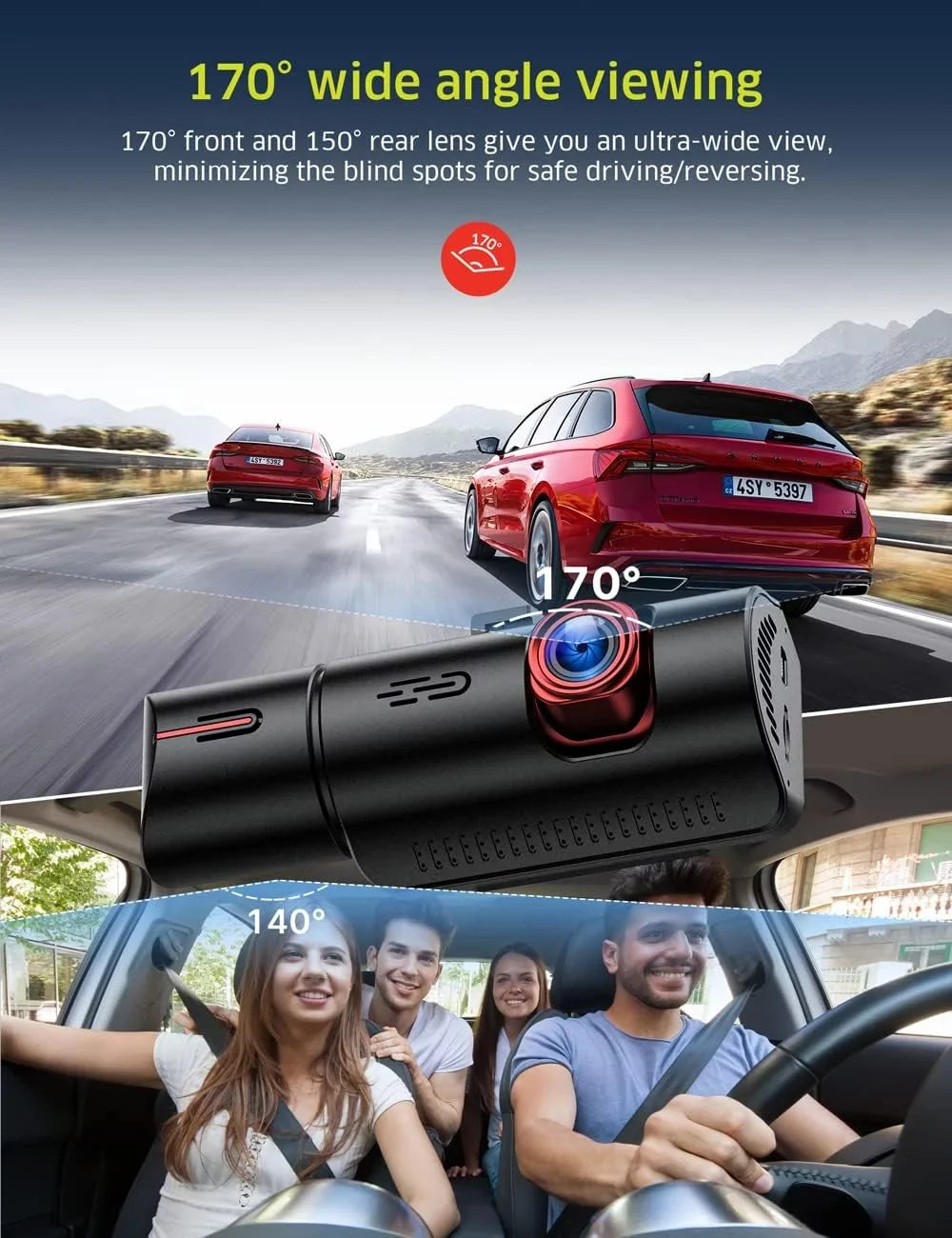 Camera and GPS Camera WiFi UHD Night Dash Card Cam, Inside Front 4K IR with Vision Car 64GB Dash TOGUARD