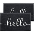 and Indoor-Outdoor, Design 2-Pack (W) Hello Black, x Non-Slip Kitchen 17.5" 30" Door, for JATOK (L) Bathroom, Front Floor Patio, Mat