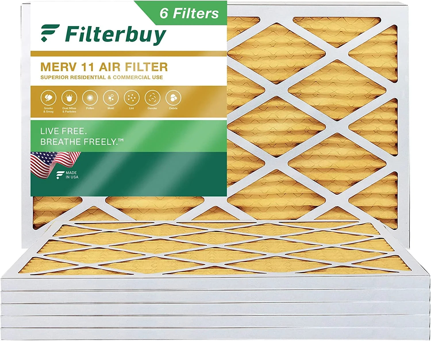 (6-Pack) AC MERV Pleated Filters HVAC 11 20x30x1 Furnace Air Filterbuy