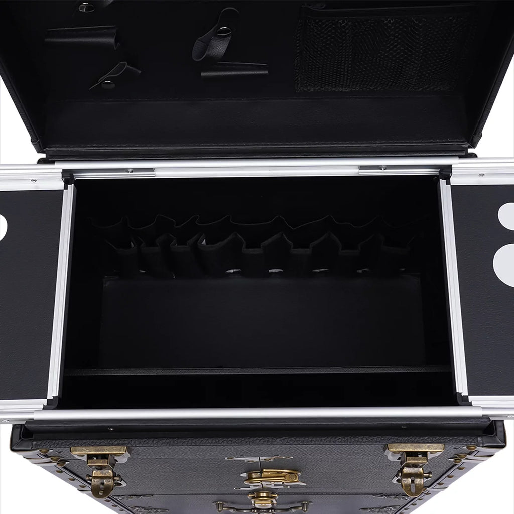 with Miumaeov Organizer Train Box Case, Tool Rolling Makeup Holder Dryer Lockable Stylist Travel Trolley Luggage, Beauty Cosmetic Salon Hair Hairdressing