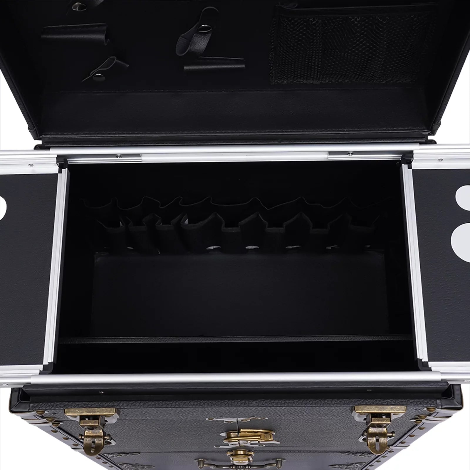 with Miumaeov Organizer Train Box Case, Tool Rolling Makeup Holder Dryer Lockable Stylist Travel Trolley Luggage, Beauty Cosmetic Salon Hair Hairdressing