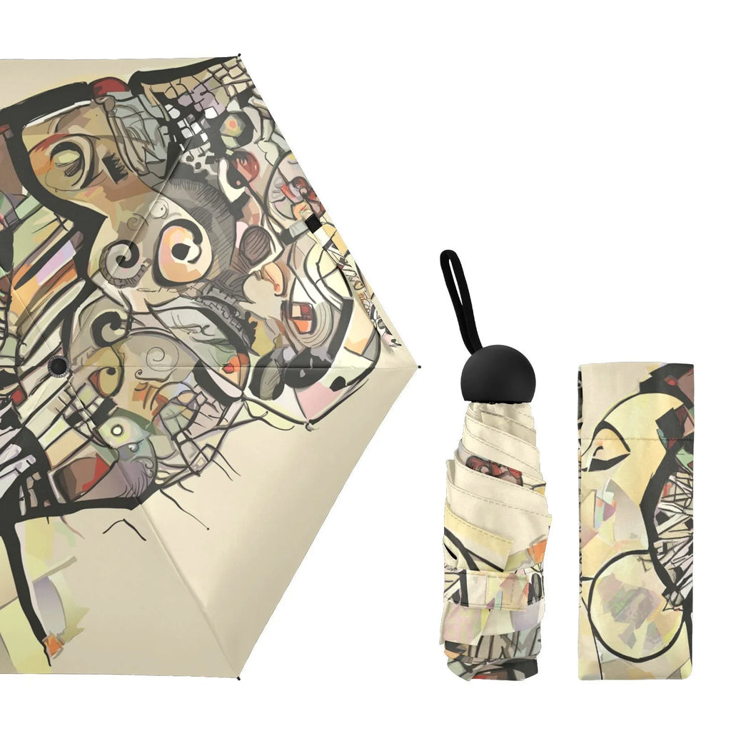 Portrait Of JSTEL Hat Compact Umbrella African Cute Folding Lightweight Woman Rain Umbrellas for With Sun Travel Mini
