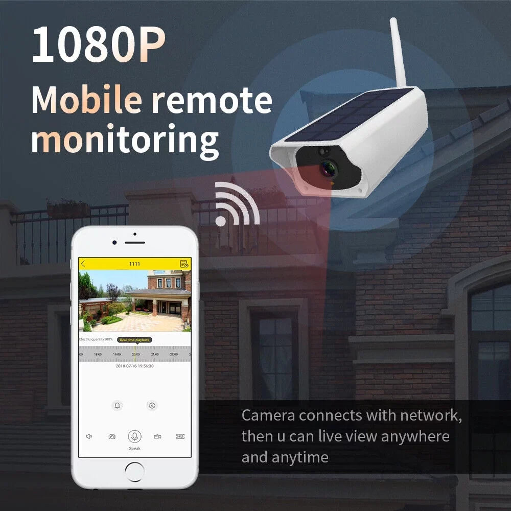 IP 1080P Surveillance Cameras, WiFi Camera, Camera Video Motion Powered, Wireless Solar Rechargeable Outdoor Waterproof, Security Energy Battery Powered Detection,