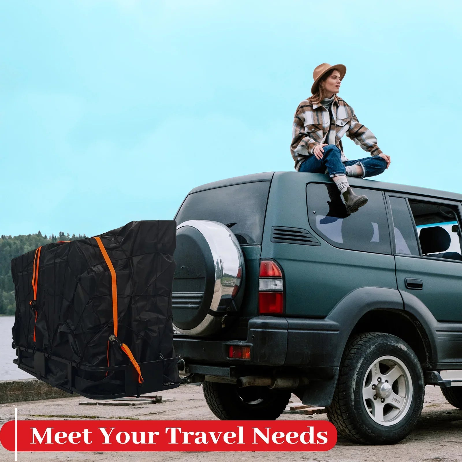 500 Rack Capacity 60"x20"x6" Cargo SUV, Truck, Rear for Luggage Carrier Mount lbs, Basket Folding Hitch Car,