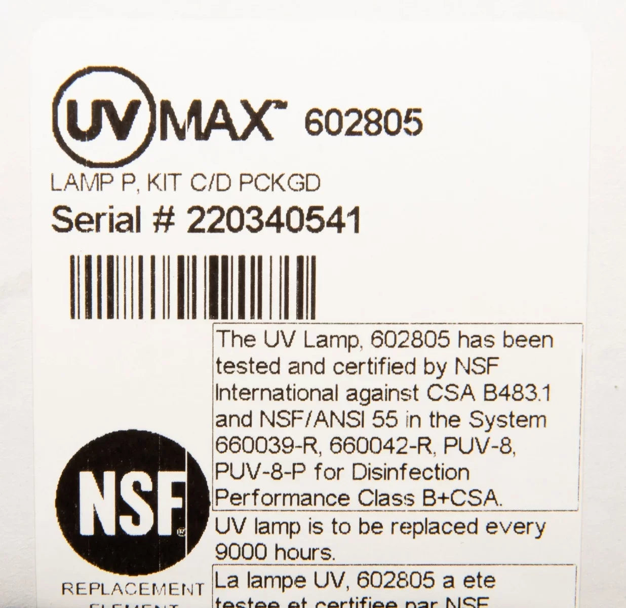 Replacement UV Premium D4 Viqua 602805 for Lamp D4, Systems D4+, Models