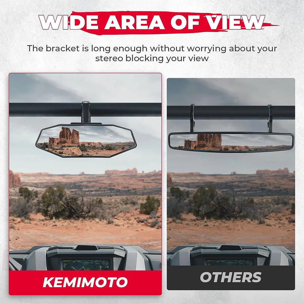 Rear Mirrors 1000 Can Yamaha Maverick Compatible Kawasaki View for Rhino with Am Kemimoto Honda KRX Polaris Center Pioneer RZR 1.6"-2" X3 UTV