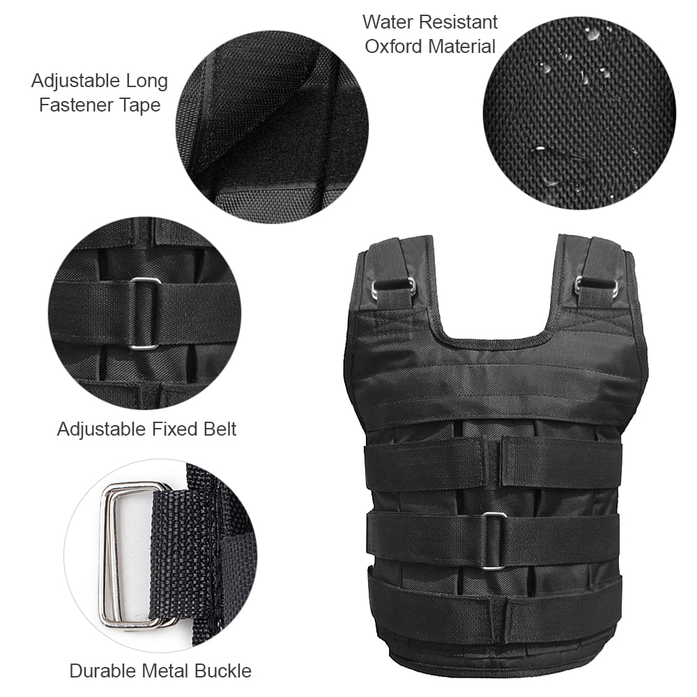 Training 50kg Weighted , Vest Capacity Strength for Max Load Walmeck Adjustable