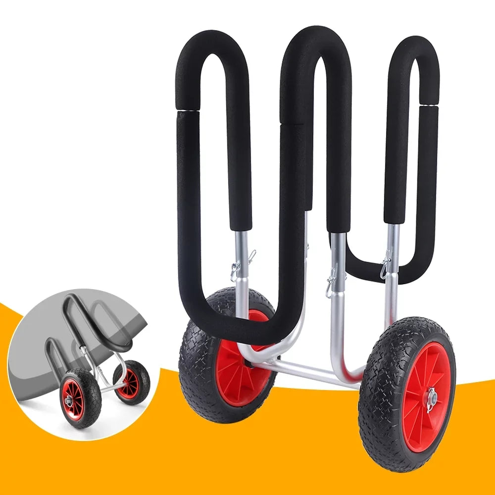 Veneer Trailer, Carrier Solid Board Aviation PU Paddle SUP Cart Double Beach Surfboard Beach Cart, Portable Airless Cart Aluminum Stand-Up Wheel
