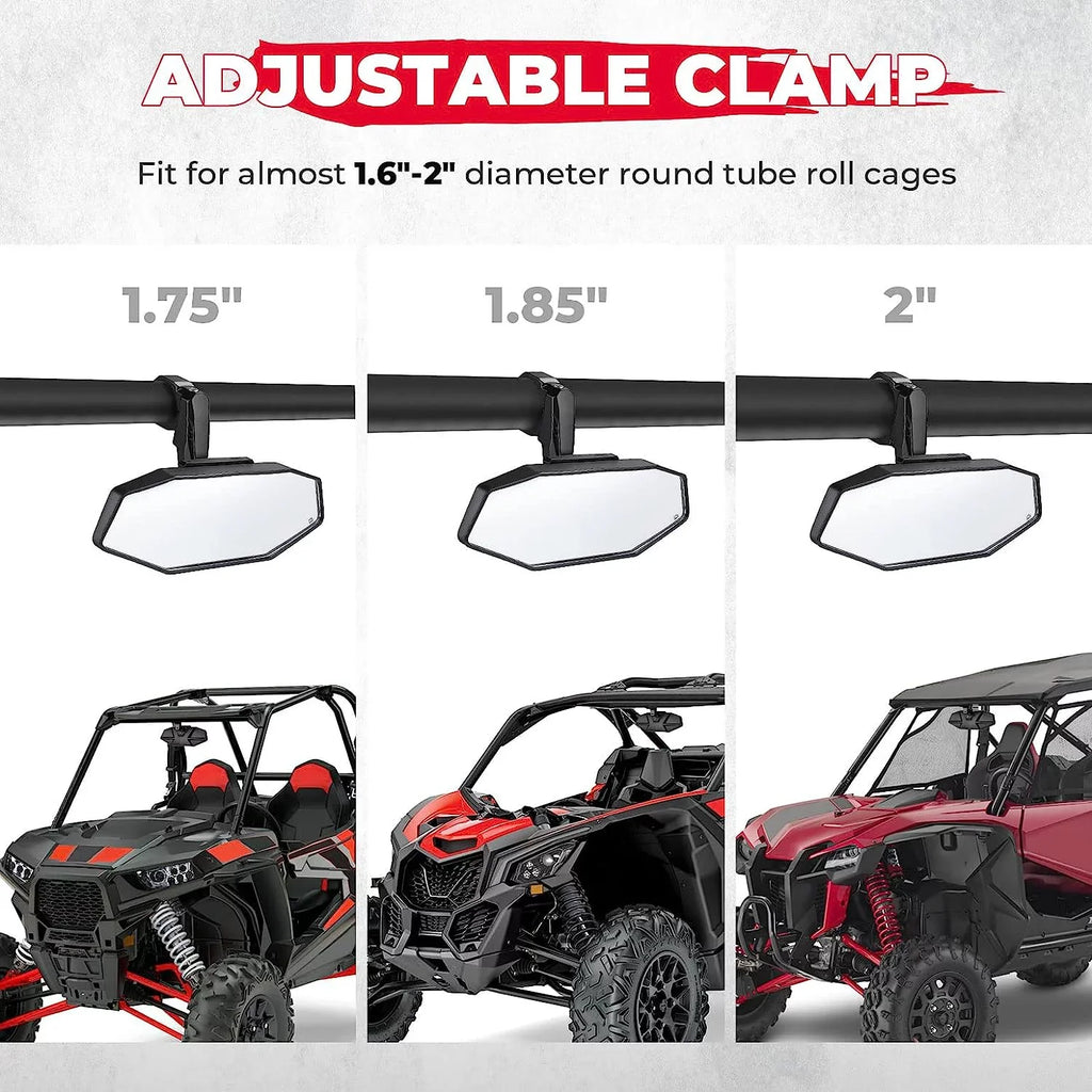 Rear Mirrors 1000 Can Yamaha Maverick Compatible Kawasaki View for Rhino with Am Kemimoto Honda KRX Polaris Center Pioneer RZR 1.6"-2" X3 UTV