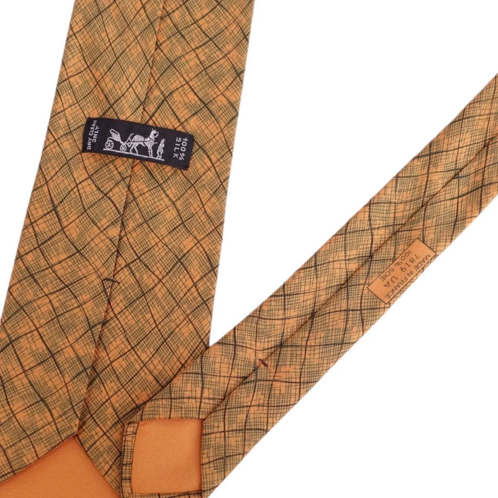 twill men's (Good) 100% HERMES orange Hermes Pre-Owned silk tie