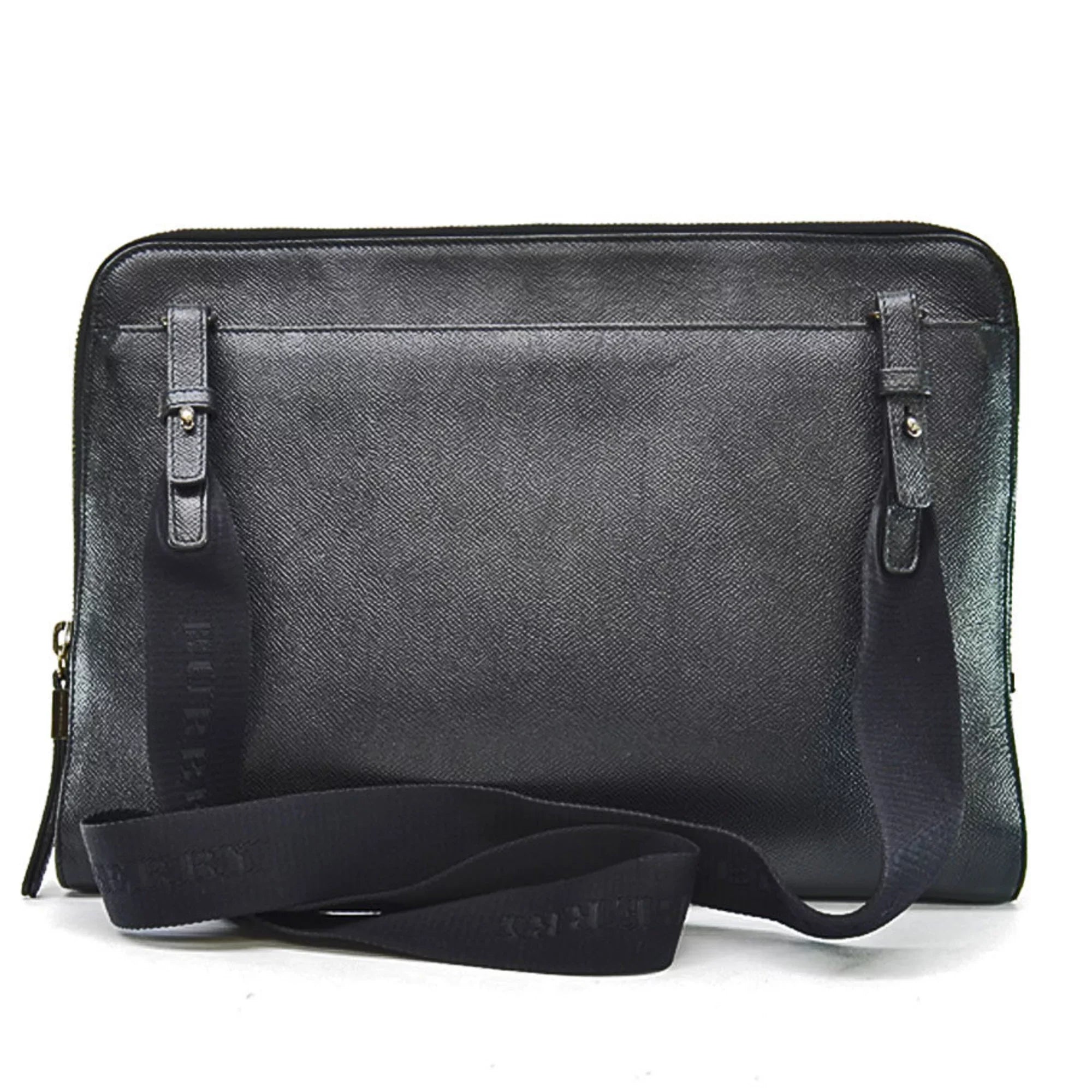 Bag (Good) Nylon Shoulder Burberry Black Men Pre-Owned Canvas Leather BURBERRY
