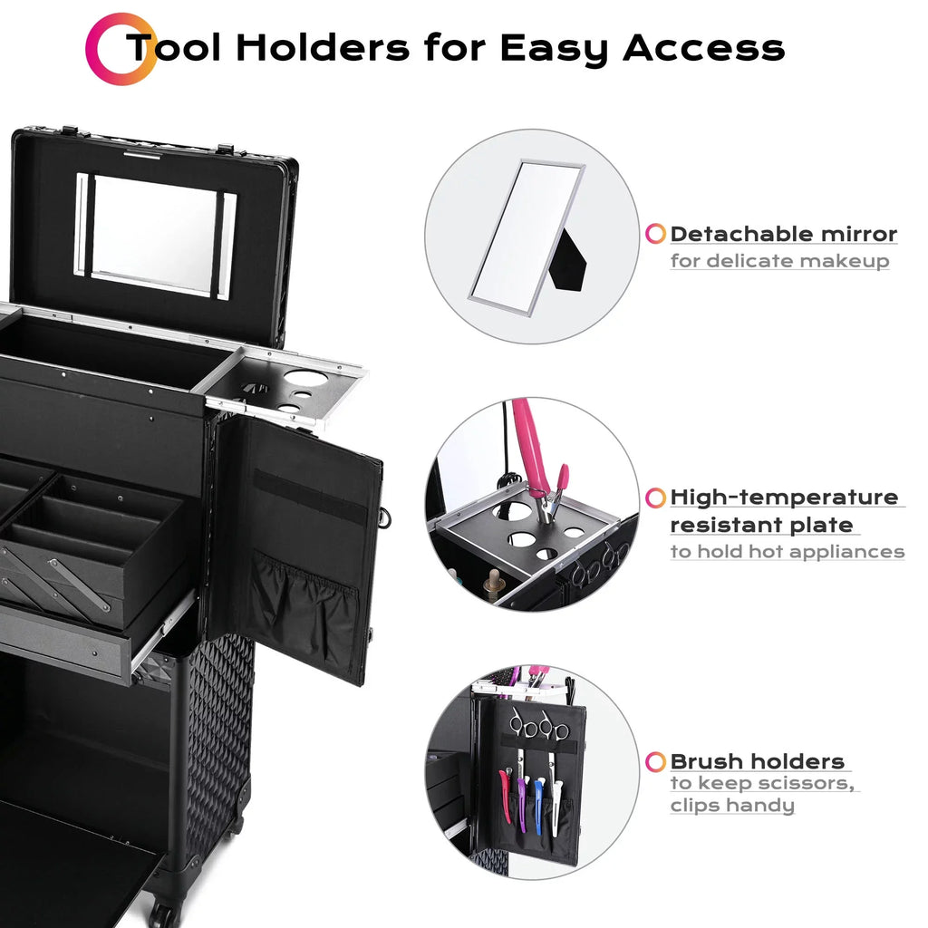 Cosmetic Salon Rolling Byootique Organizer Stylist Case Hair Trolley Makeup