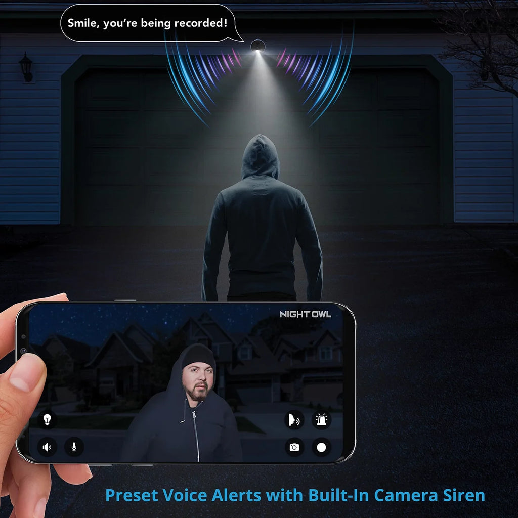 1080p IP Spotlight Wi-Fi Bullet Cameras Owl Night Surveillance HD