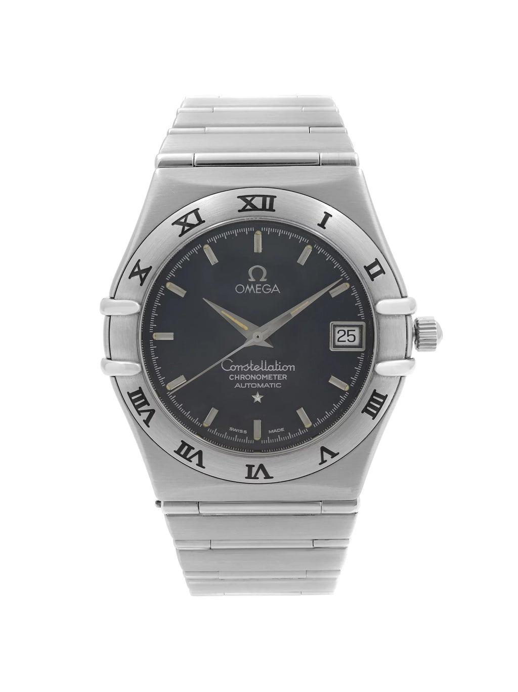 Men Dark Automatic mm Steel Blue 35 Omega Watch Dial Constellation Date 368.1201