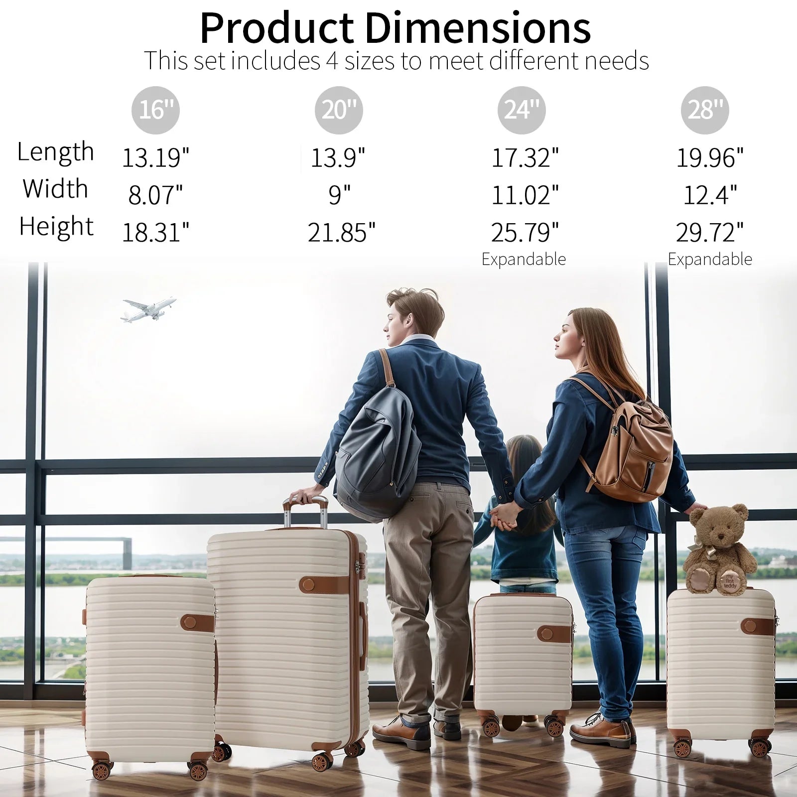 Suitcases Travel Hard Men Expandable with Shell Spinner Suitcase Luggage ABS 4 16''20''24''28'' With for TSA Women Packing Piece Cubes, Wheels 4 Lightweight Lock, Luggage Set Set,