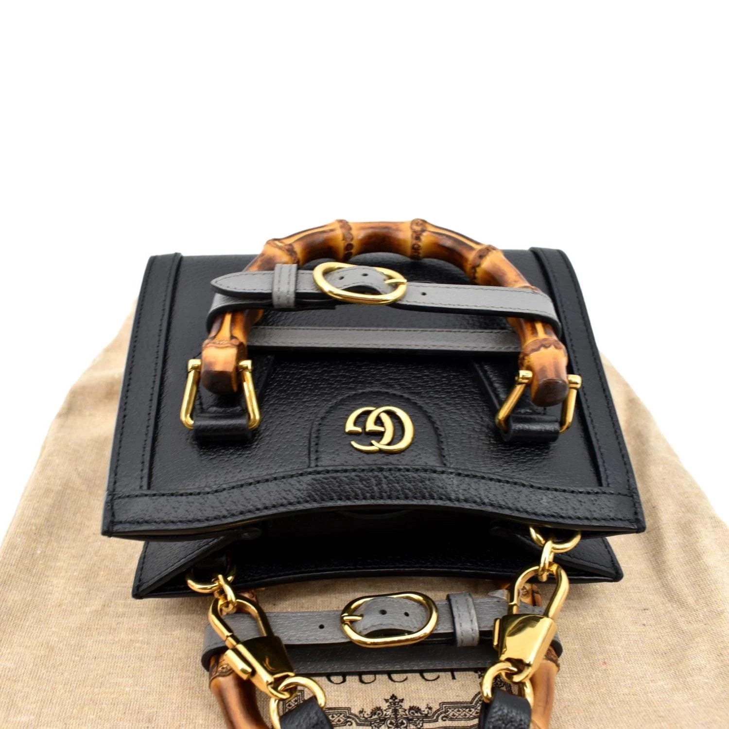 Bamboo Pre-owned GUCCI Bag 702732 Black Mini Leather Tote Diana