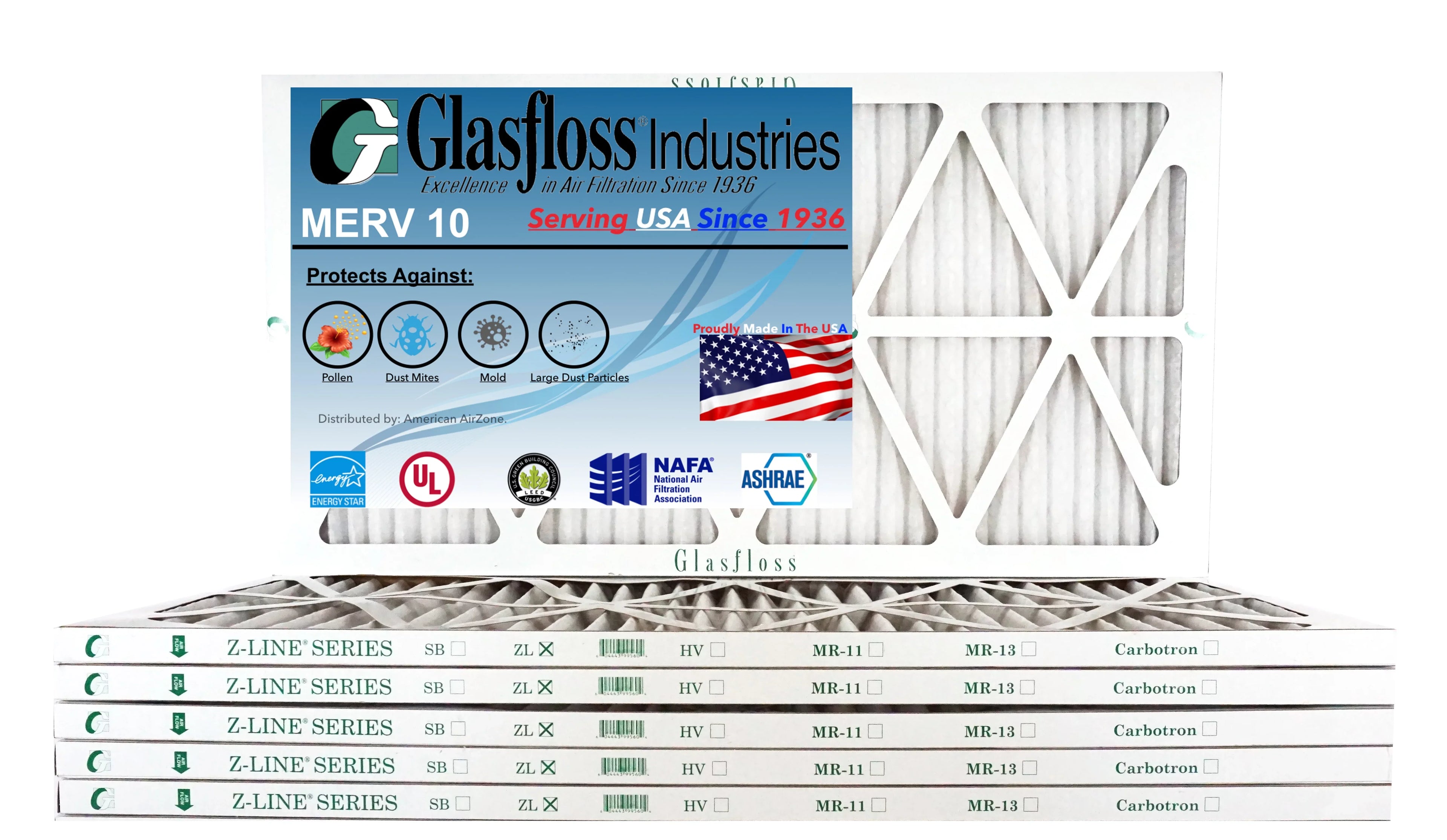 Glasfloss 29.5x7/8 in - Made Filter Air x 17.5 Furnace -Qty:6 USA 10 inch) MERV - 18x30x1 (Actual Size: -
