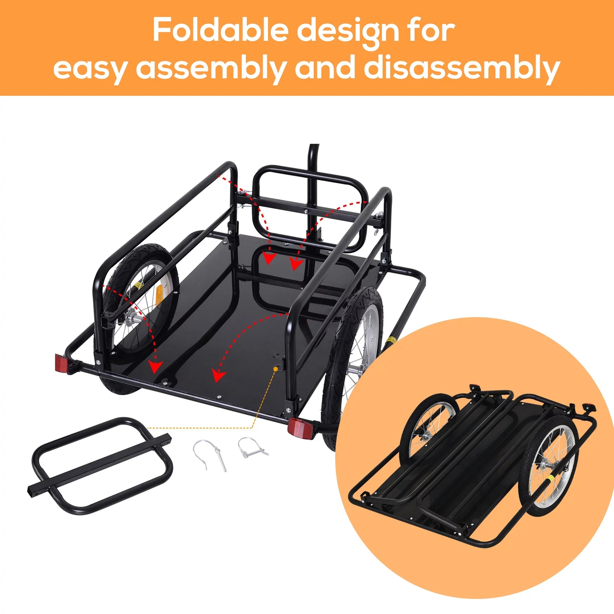 Bike Post Trailer to up Aosom Black Folding Seat Cargo Cart Hitch- Lbs. 88 with