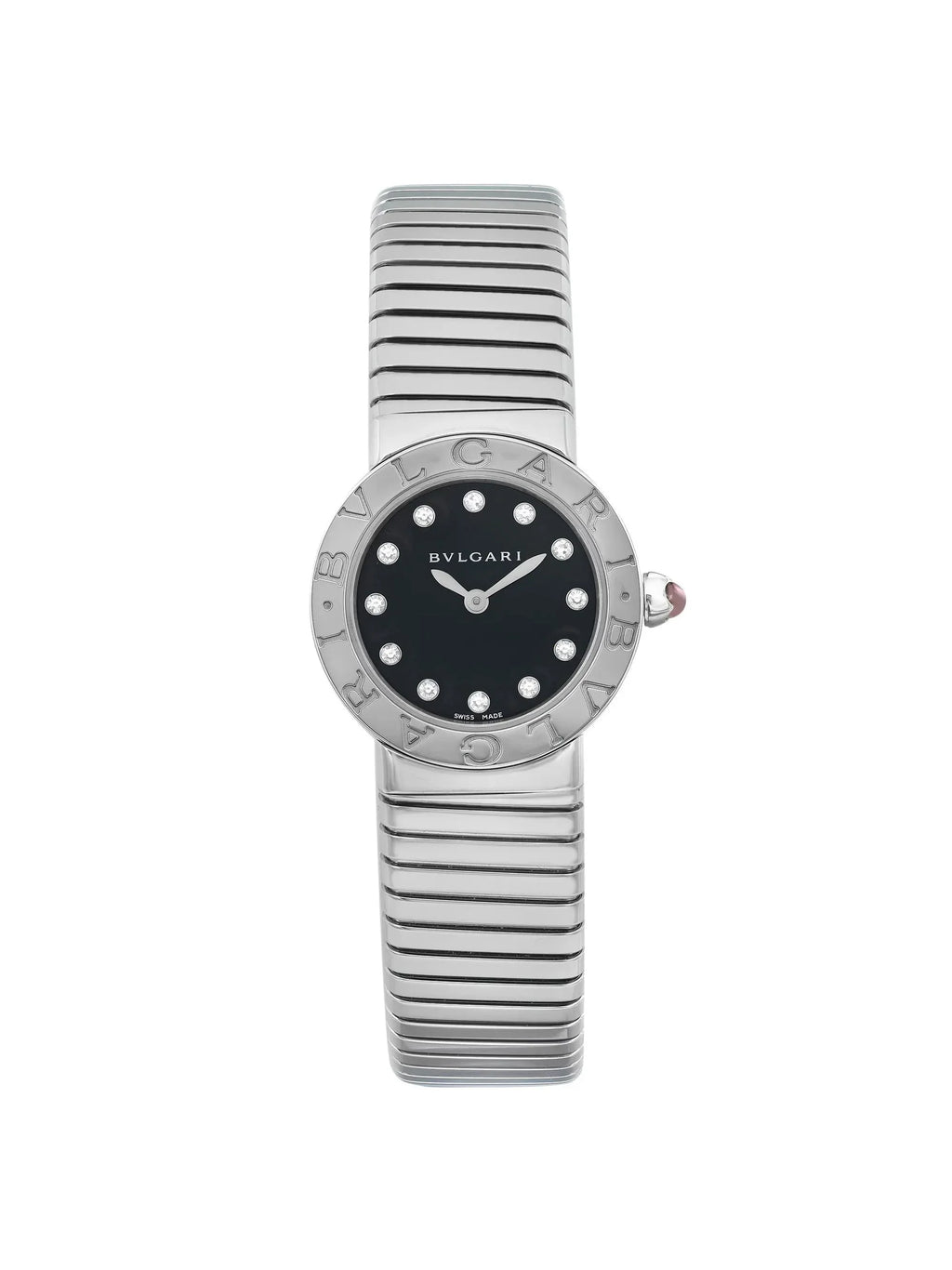 New Watch Bulgari Quartz Diamond Ladies Steel Black Dial Bvlgari 102145 26mm