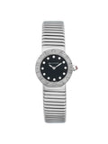 New Watch Bulgari Quartz Diamond Ladies Steel Black Dial Bvlgari 102145 26mm