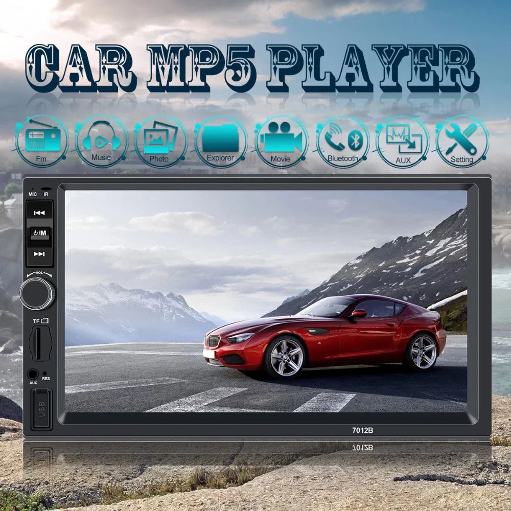 radio Din USB Audio Player Multimedia Car Car Polarlander Car backup Touch Stereo with SD Double Bluetooth function AUX 7-inch link mirror 4LED MP5/4/3 Screen with camera HD FM