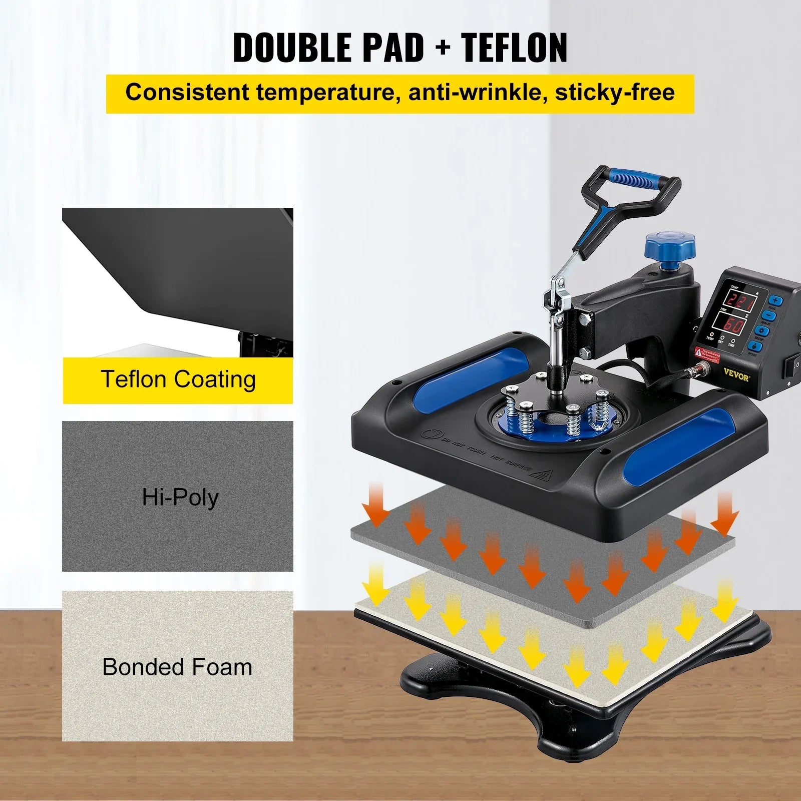 Pillow, Digital Vinyl 12" Pressing Surface, Anti-Scald Canvas Sublimation Machine, Fast Machine, T-Shirt with Swing Bag, Away Transfer x BENTISM Press Heating 360 Printer 15" Blue Heat