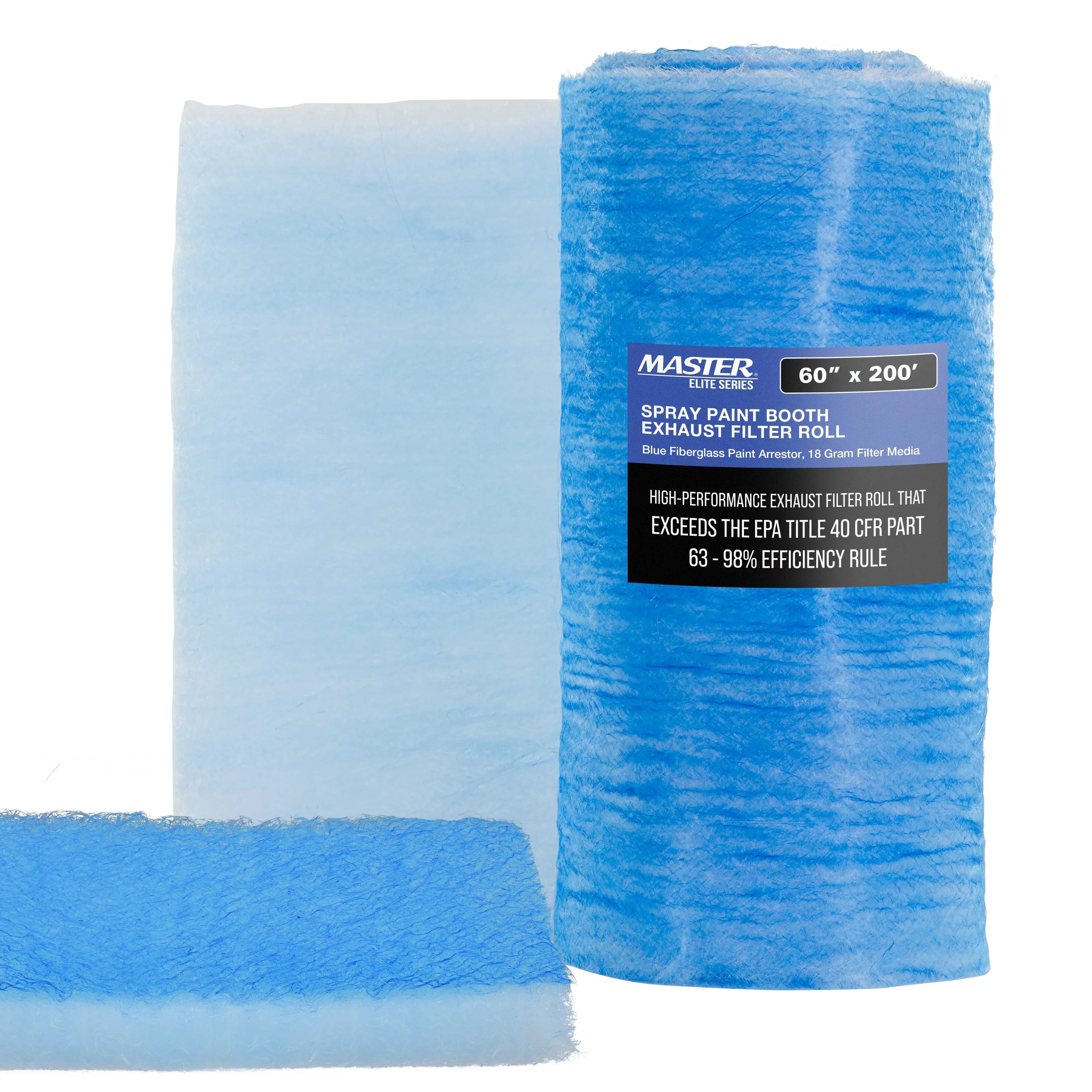Paint Auto Heavy-Duty 200' Paint Spray - 60" Booth Overspray Roll, Fiberglass in Captures 18 Traps Master Exhaust Booths Refinish Filter Paint Gram Particles Autobody x Elite - Premium Arrestor