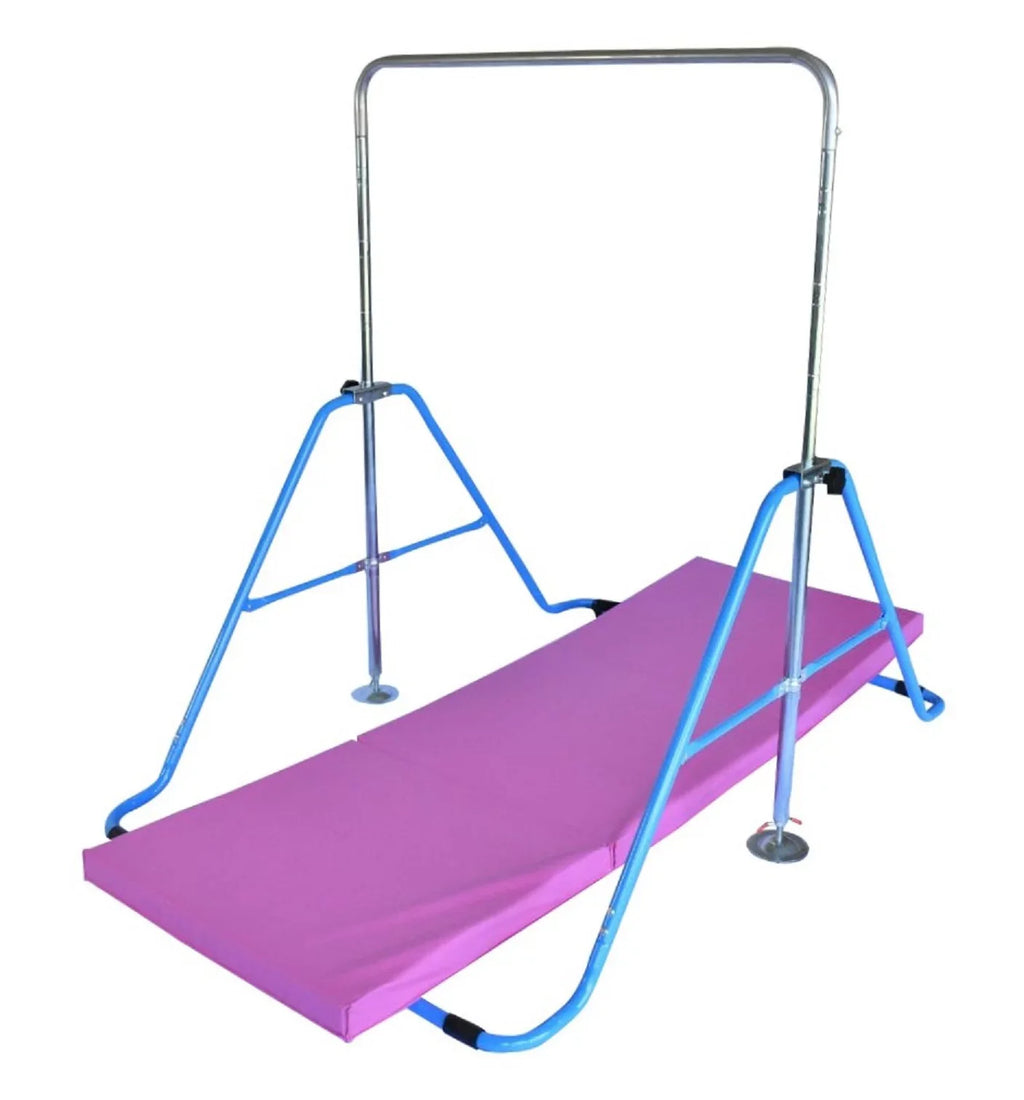 Mat Training Horizontal Kip with Gymnastics Blue Climbing Kip Fitness Expandable Bar Bar Bar Tower Kids Height Folding Monkey Bars for Gymnastic Adjustable