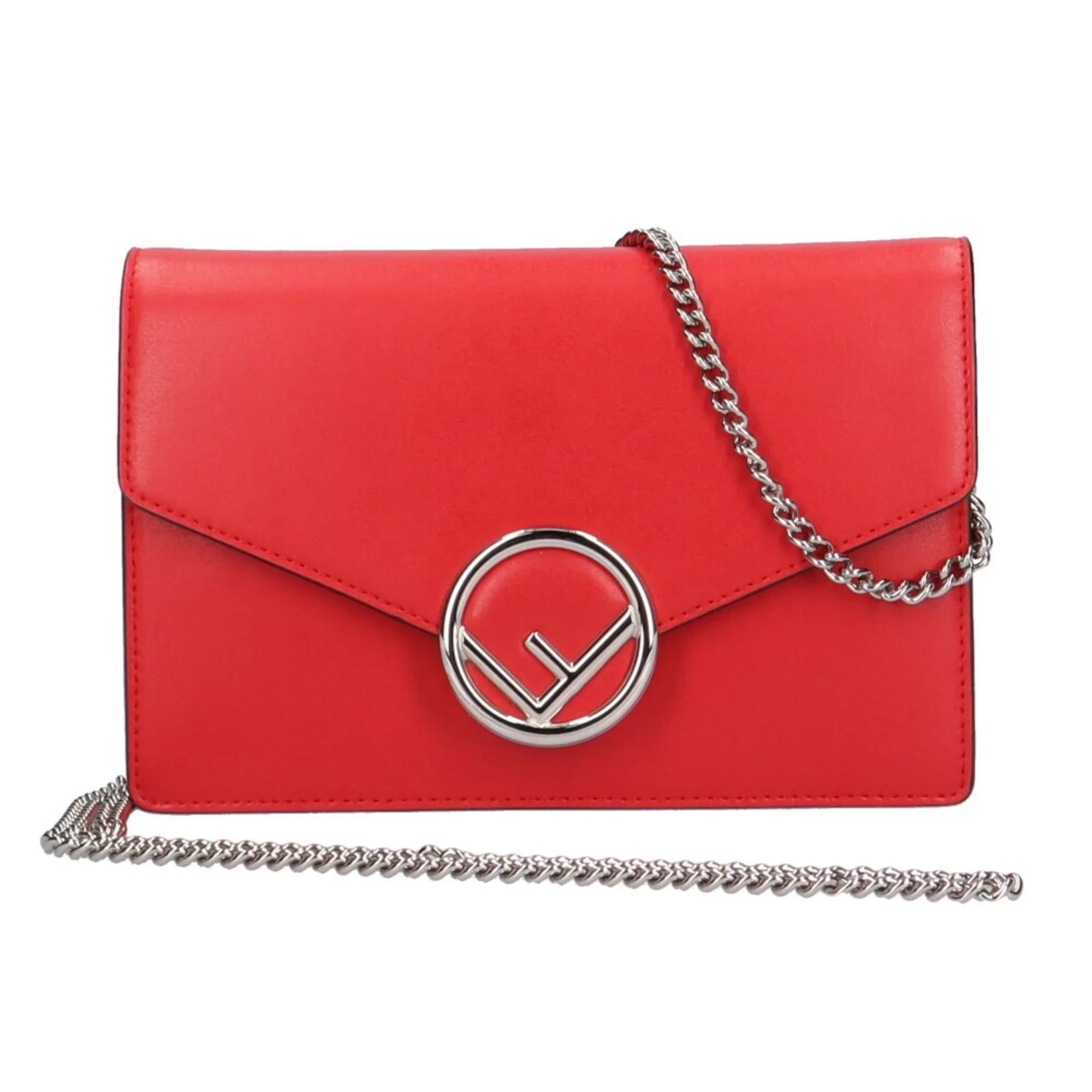 ladies (Good) Fendi red chain Pre-Owned calf bag shoulder