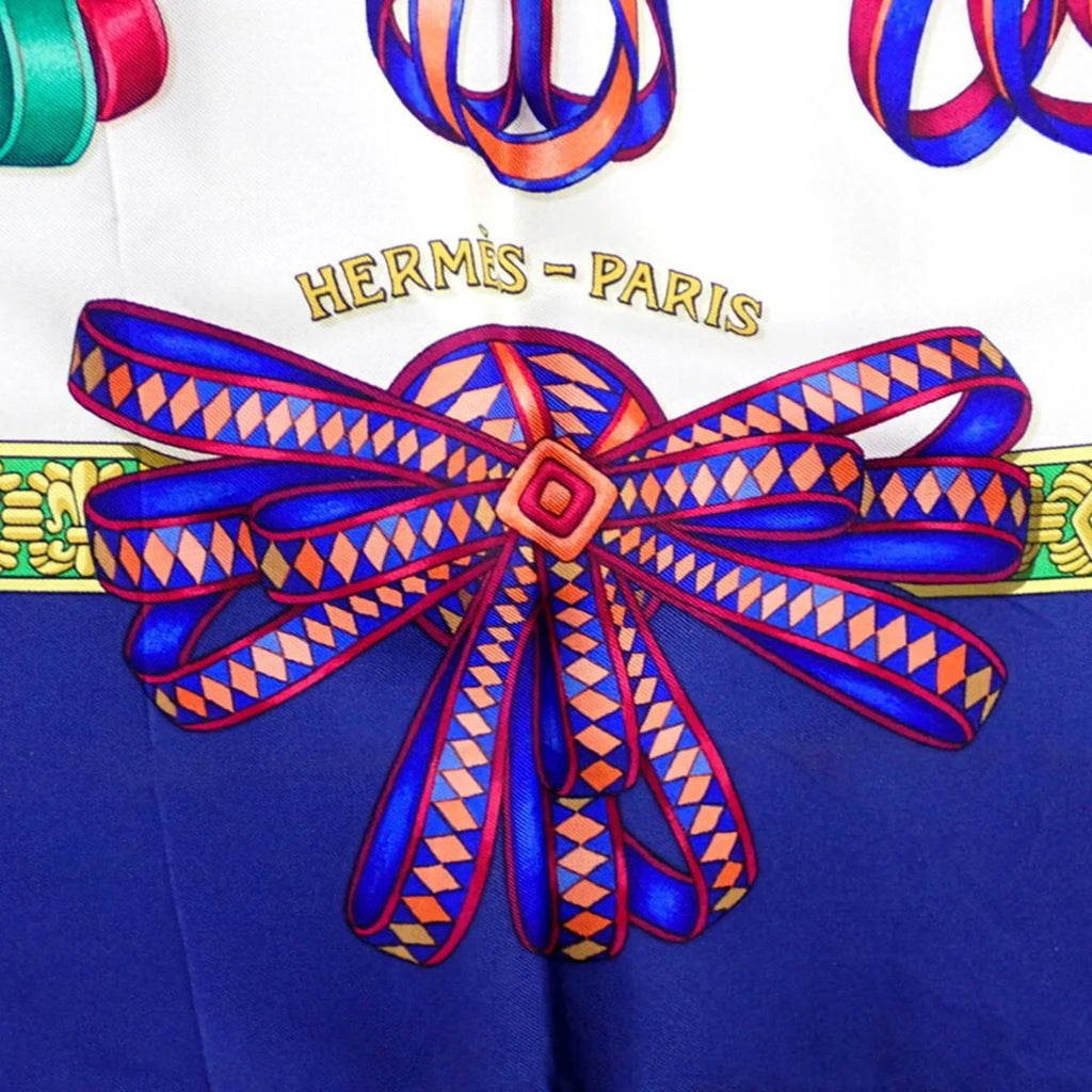 Pre-Owned Ribbon (Good) Muffler Silk Scarf Horse HERMES LESRUBANSDUCHEVAL