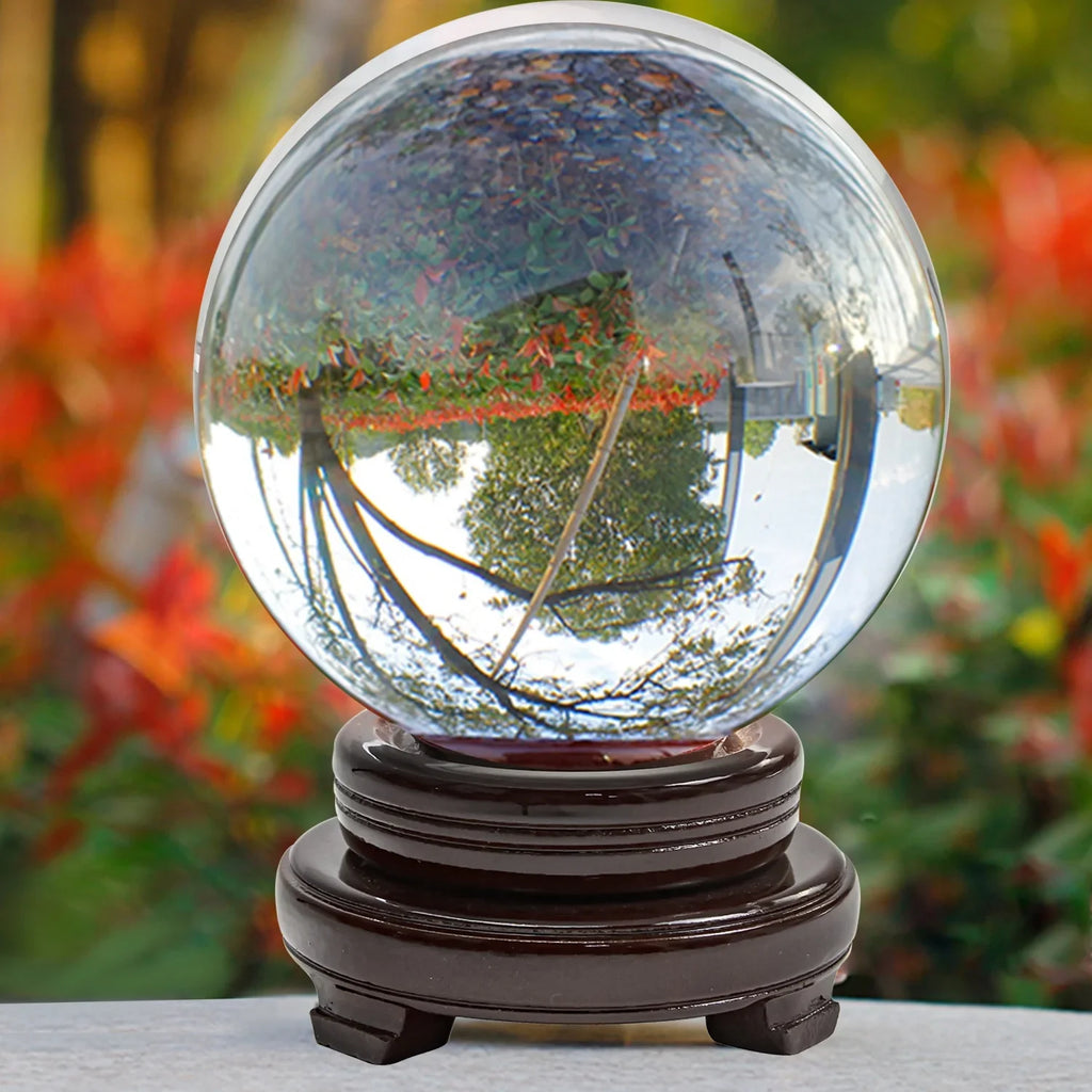 Clear Wood Ball, Gift Crystal for Marbles bimiti Magic Stand Witch Ball Glass with 5.9" Glass Large 150mm Sphere