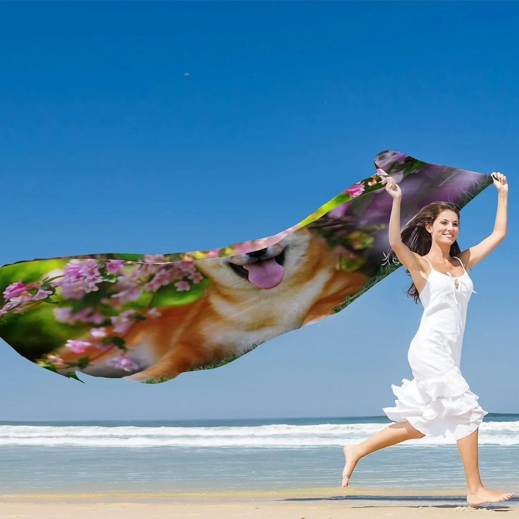 Hyjoy Scarves Dog Lying Long Neck In for Lightweight Flowers Women Scarf Girls Wrap Silk Shawl