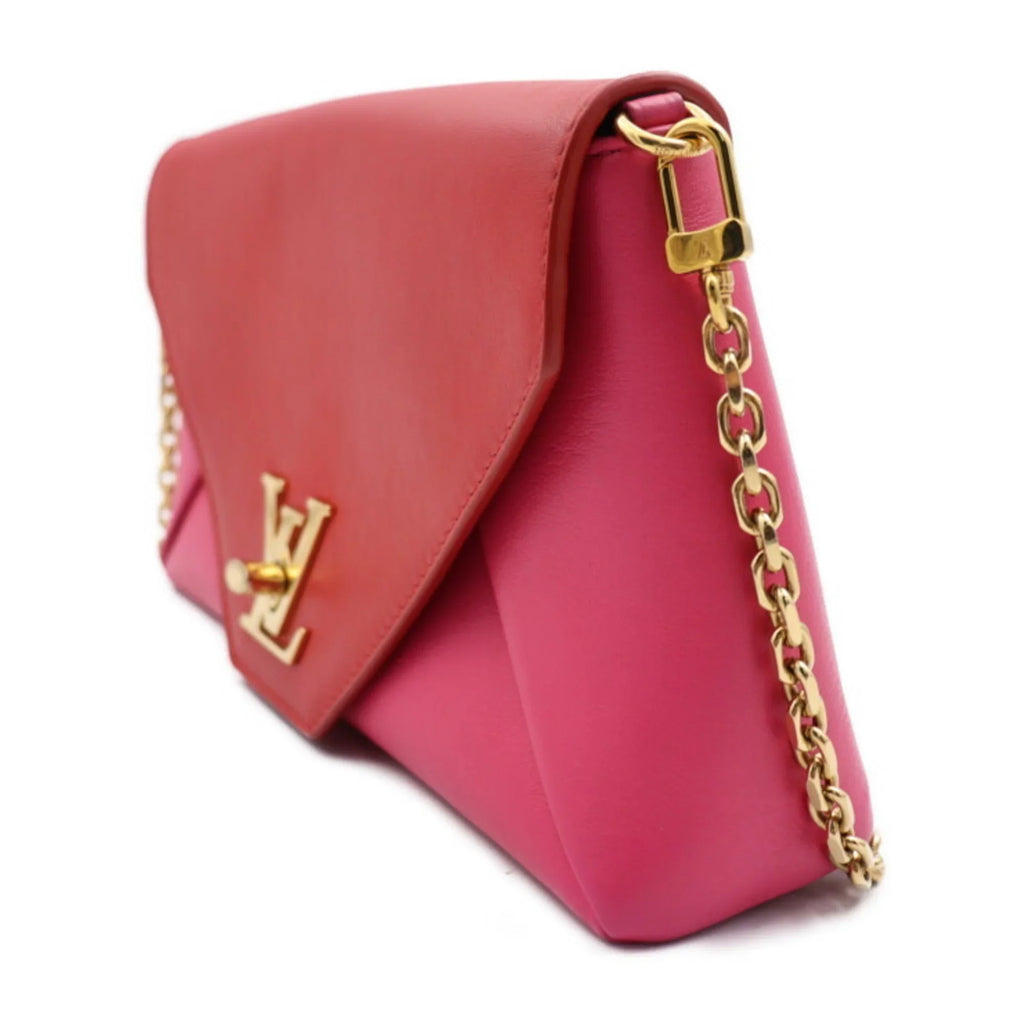 M54501 red bag shoulder leather gold Louis hardware VUITTON pink LOUIS Vuitton love Pre-Owned chain (Good) note