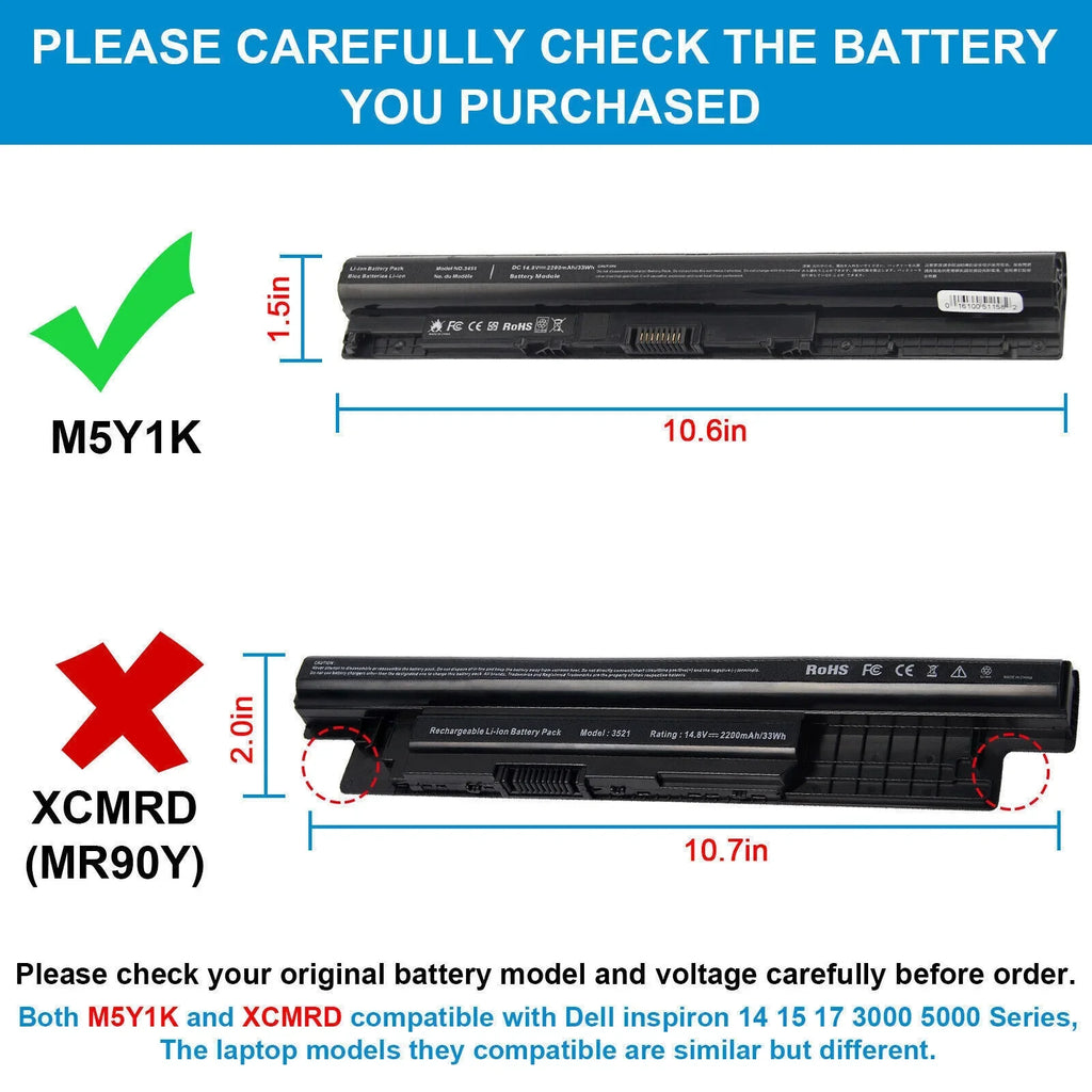 5555 15 Inspiron 3451 5000 3000 K185W 5559 Series M5Y1K Dell Battery for 5558