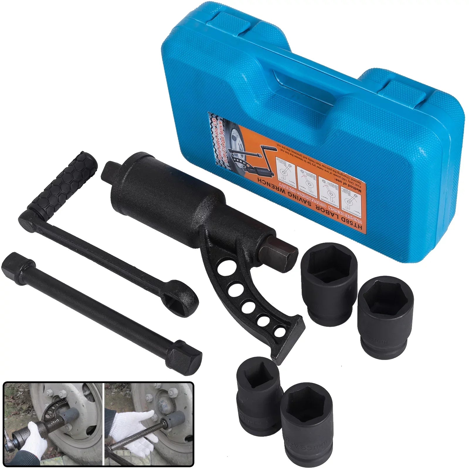 Lug 4 Labor Wrench Sockets Lugnuts Multiplier Torque Saving w/ Nut BENTISM Set Case 1:58