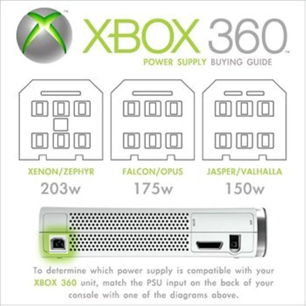 Microsoft Official Xenon/Zephyr For Xbox 360 Adapter Ac Only Charger Supply Models Power 203W