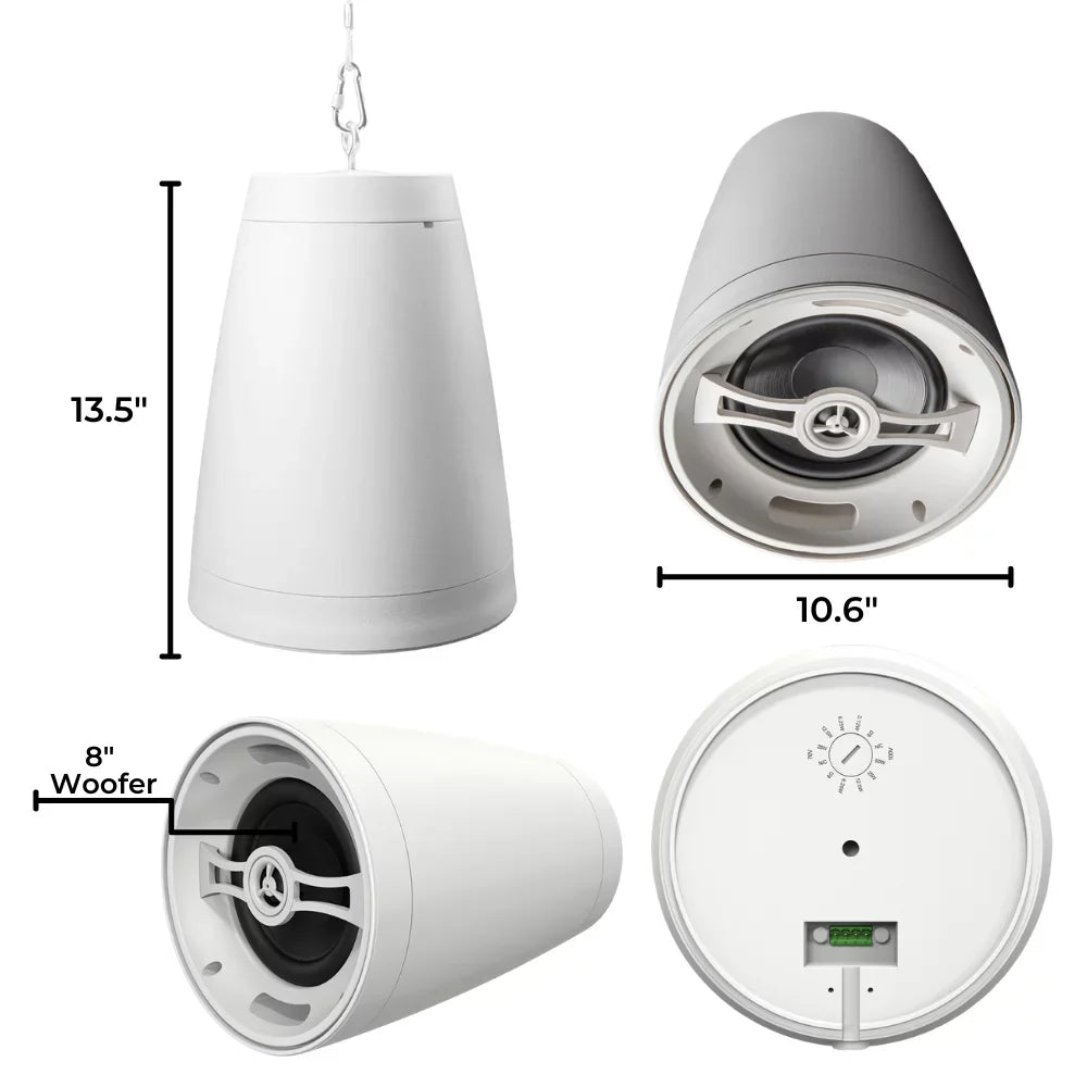 Arc Speaker, Pendant 8Ohm/70V, White 2 8 Style OSD 8" Nero Way Coaxial